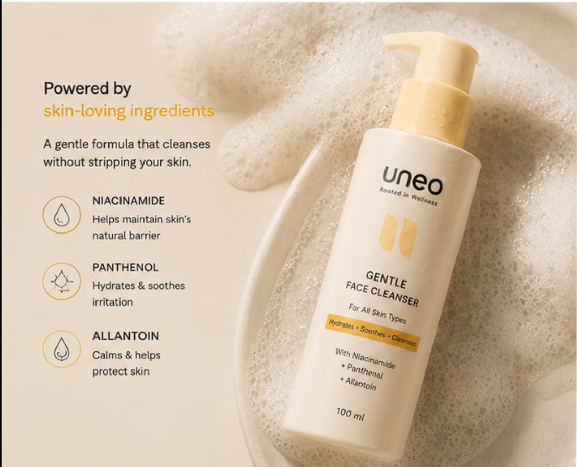 Uneo Gentle Face Cleanser — Niacinamide, Panthenol & Allantoin | 100ml